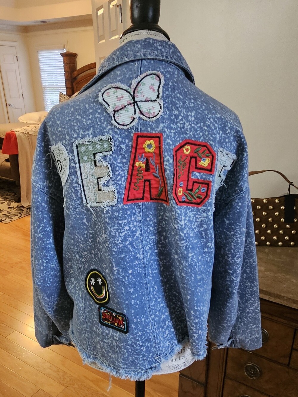 Patchwork Distressed Denim Cropped Jacket-Med-Retail $99-zara-h&m-freepeople